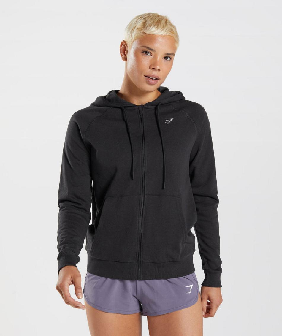 Sudadera Con Capucha Gymshark Entrenamiento Zip Mujer Negras | CO 2032ZUT